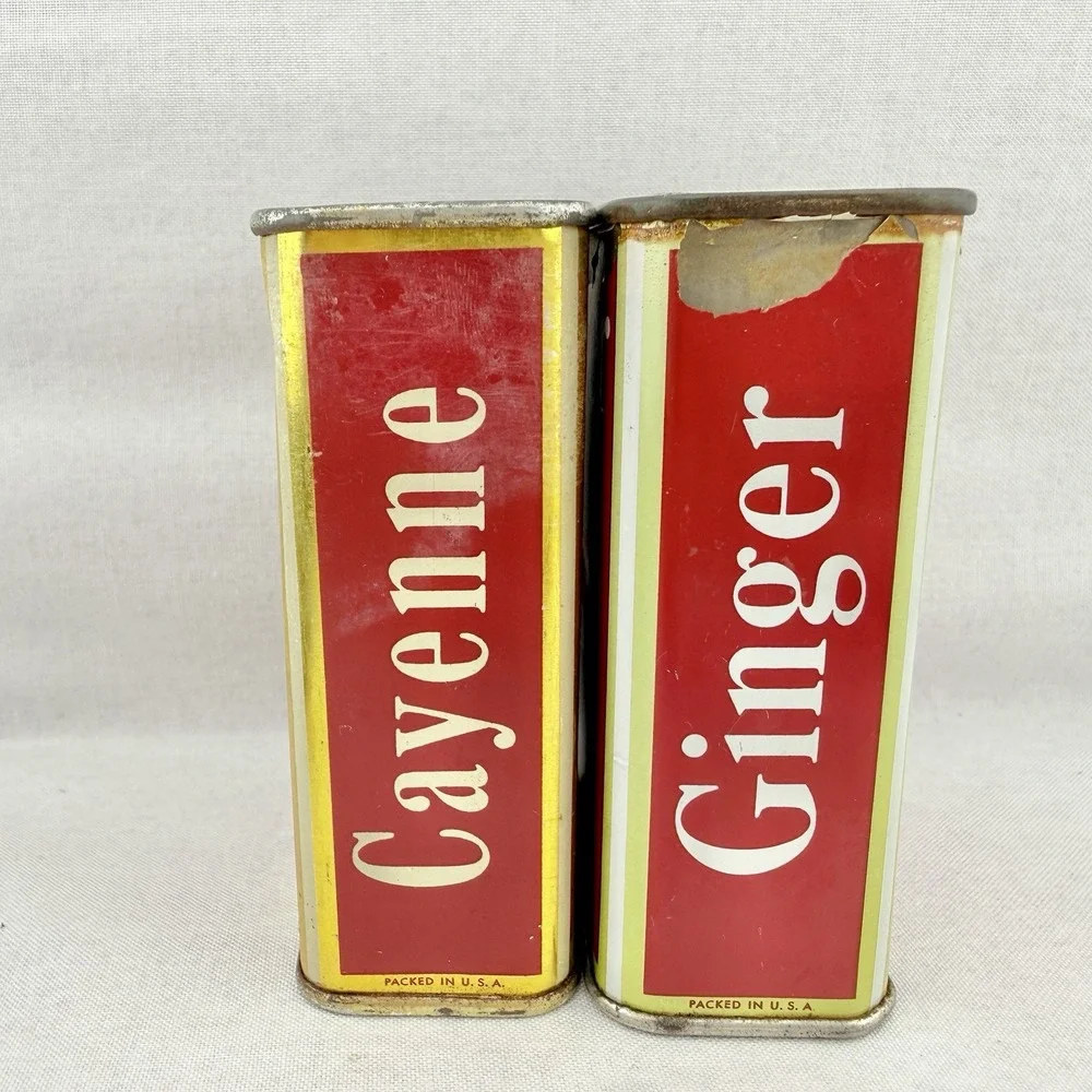 Vintage Spice Tins 1933 Cayenne & Ginger A. Schilling & Co. San Francisco 2 oz